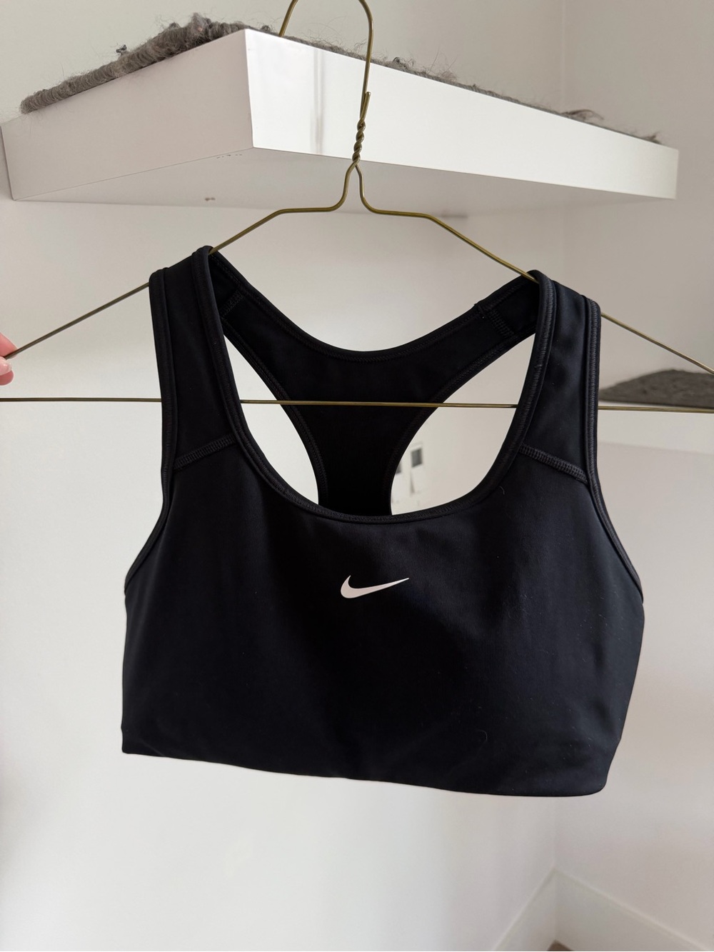 Nike Black Sports Bra with White Swoosh - Racerback Support